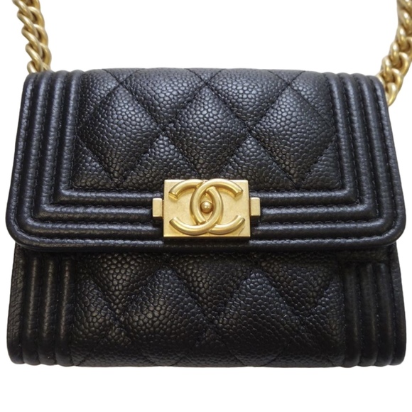 Chanel Shoulder Flap Black Caviar Chain Mini Matelasse Bag - Picture 1 of 14